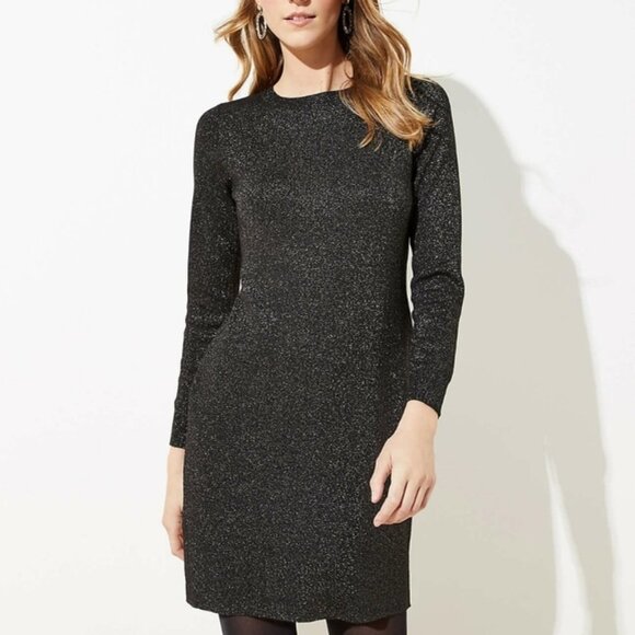 LOFT PETITE SHIMMER MOCK NECK SWEATER DRESS - Picture 2 of 4